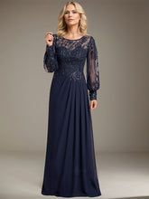 Sheath/Column Scoop Illusion Floor-Length Lace Chiffon Mother of the Bride Dress With Pleated Sequins